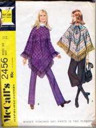 2456 MCCALLS 1970 LACED FRINGE PONCHO, PANTS PATTERN 12